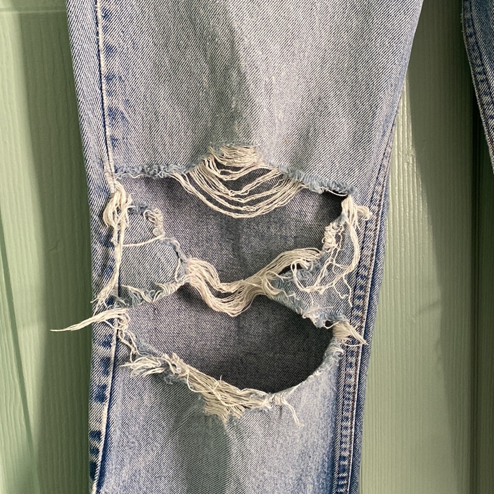 VNTG LEVIS ORANGE TAB 70s zipper fly DESTROYED jeans with super light wash 34/34 - Picture 6 of 13